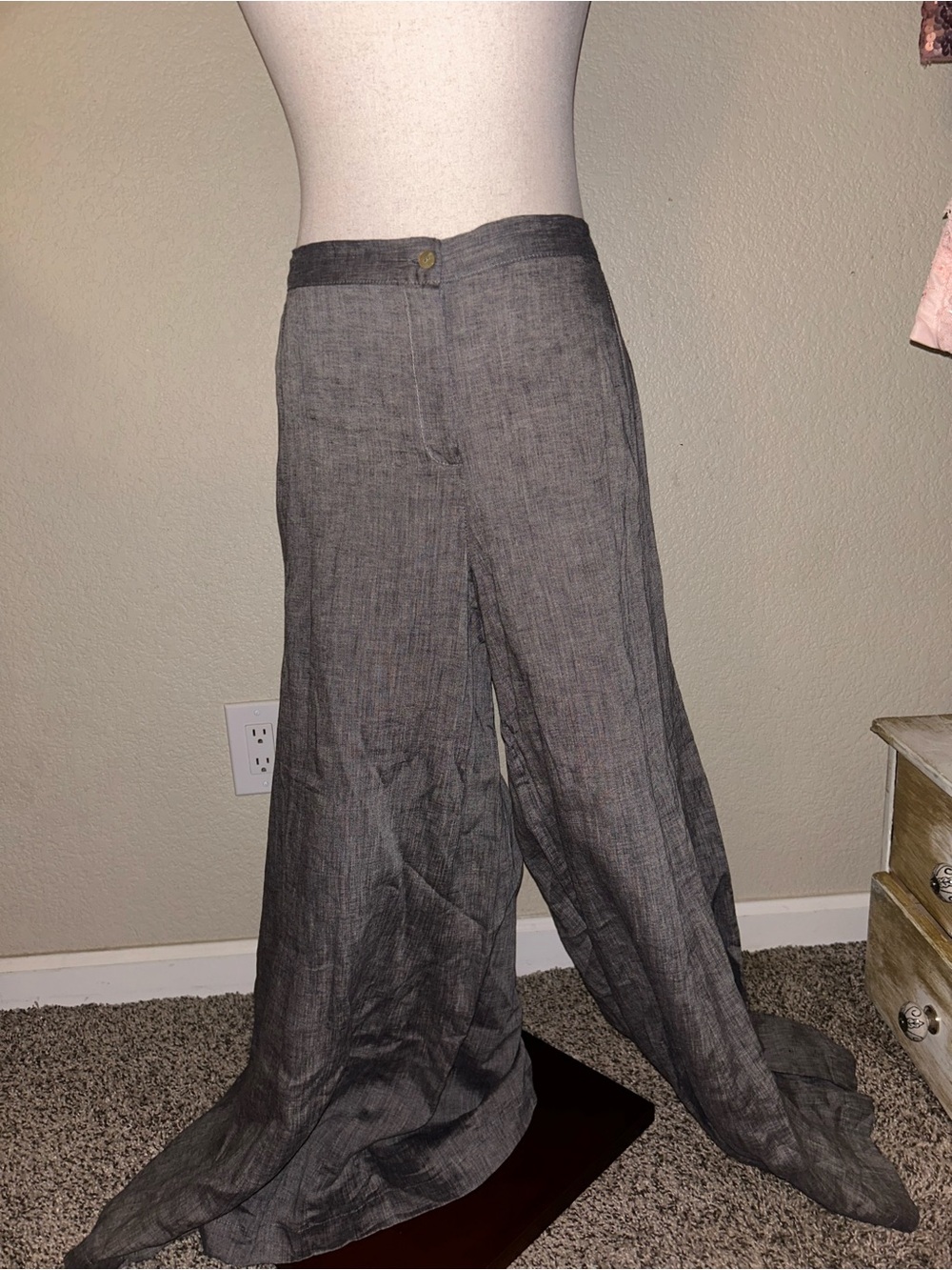 100% Linen Made in Italy NWT Extra Wide Leg Women’s Trouser Pants size Small - Picture 3 of 10